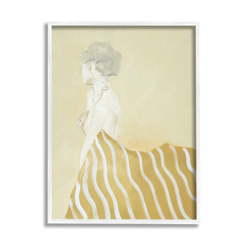 «Woman In Stripes», peinture encadrée sur bois par Design Fabrikken, H 14 po x l 11 po x P 1,5 po