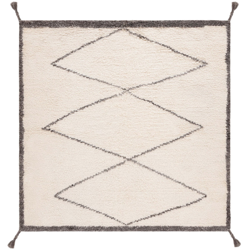 Powell Hand Tufted Wool Geometric Rug, Square 6'