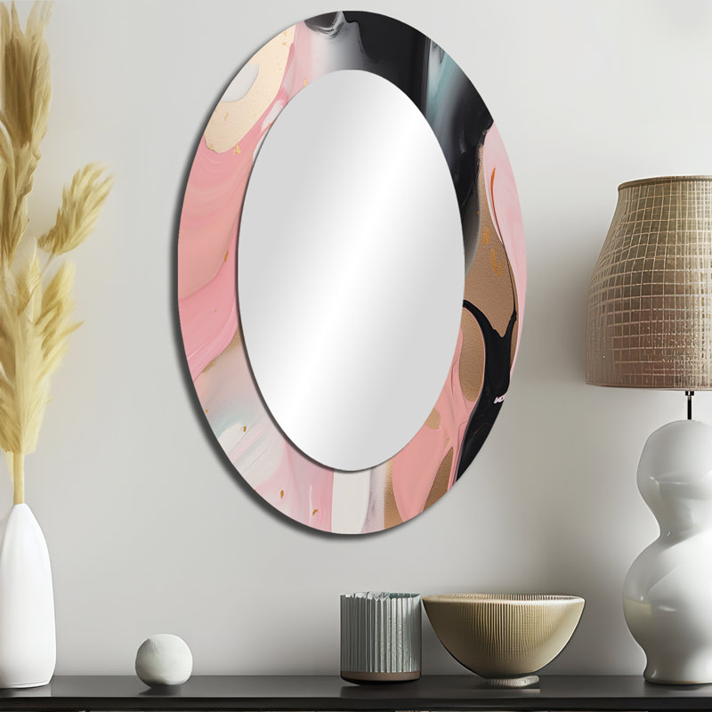 Miroir mural moderne rose et bleu, 36 po x 24 po