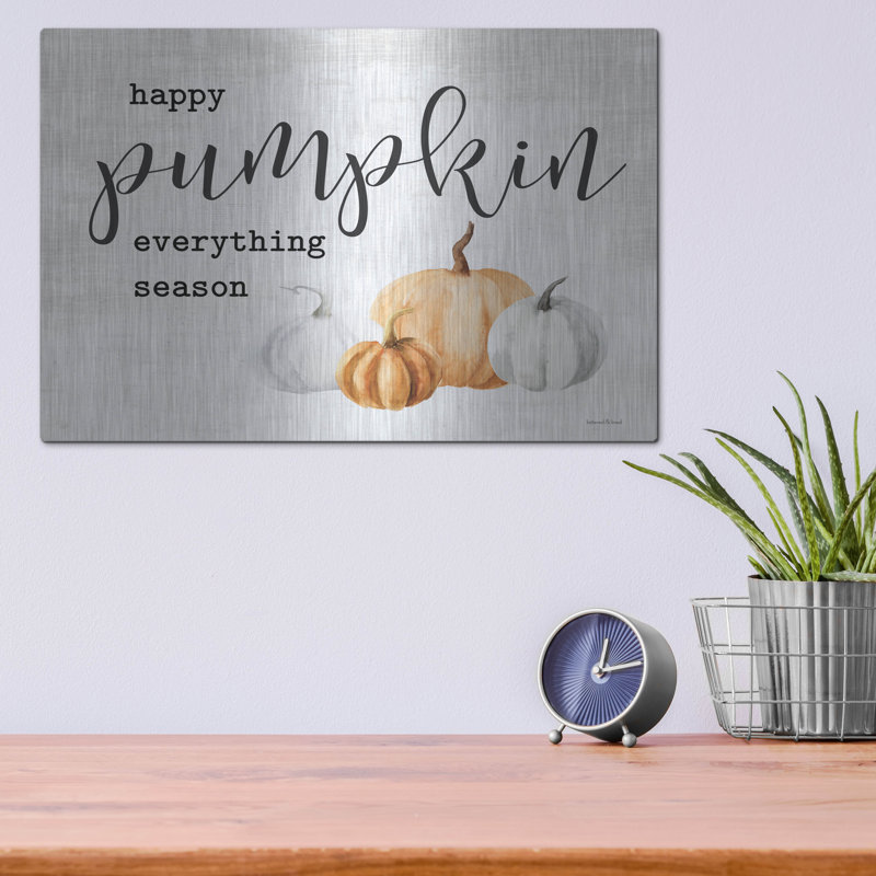  «Happy Pumpkin Everything Season» par 16 po x 12 po, art mural en métal à lettres et doublé, H 12 po x l 16 po