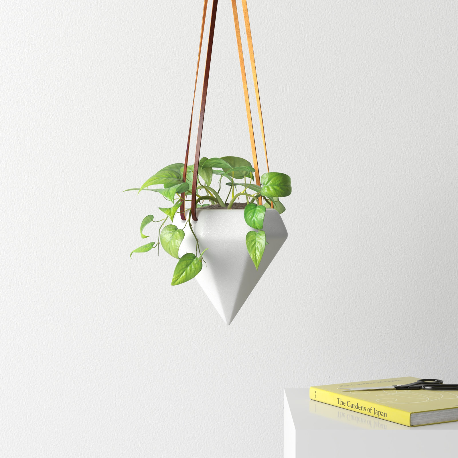 Guilford Ceramic Hanging Planter, Matte White