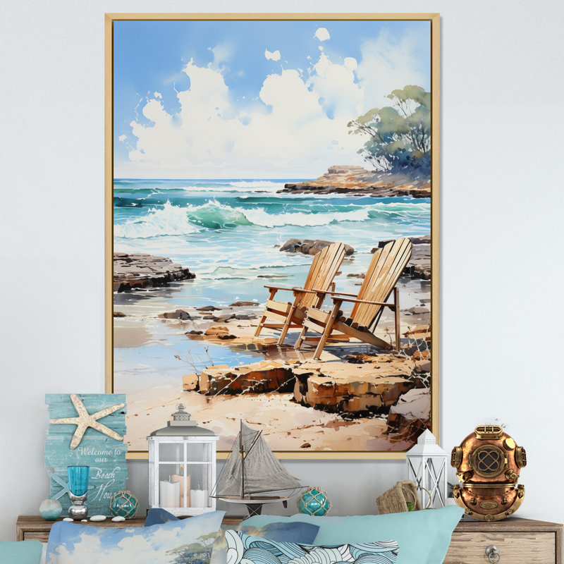 Coastalbeach Beach Bliss II - Décoration murale nautique et plage, H 32 po x l 24 po x P 1 po, Cadre naturel flottant