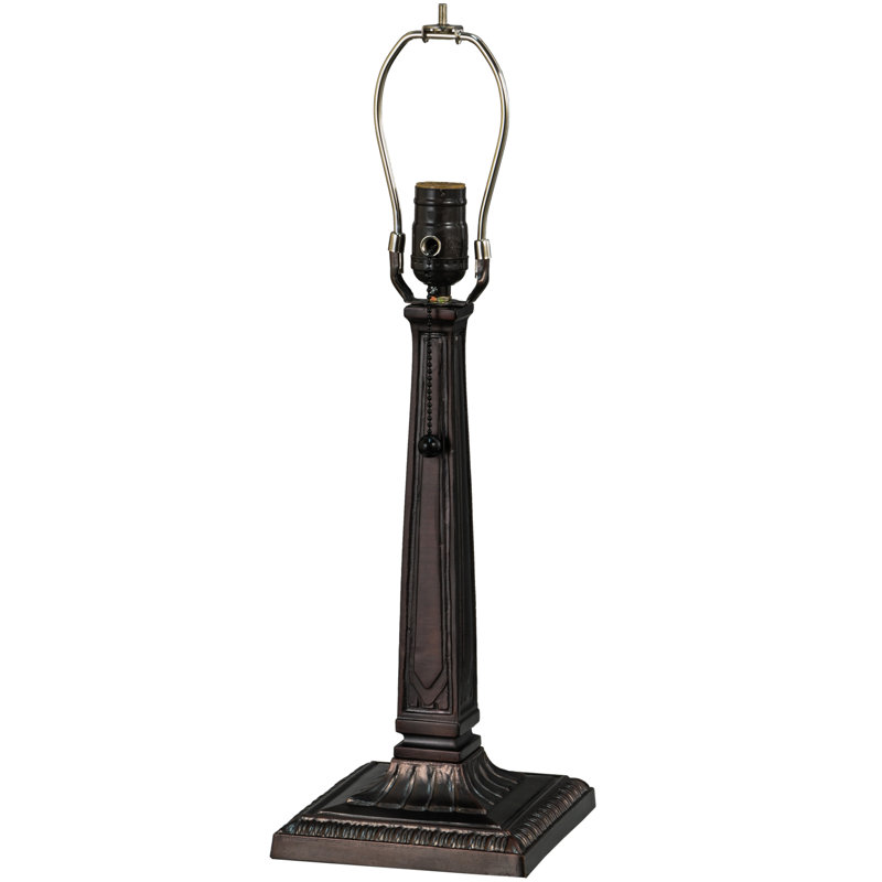 Bronze Stained Glass Mission Table Lamp with Yellow and Brown Shade