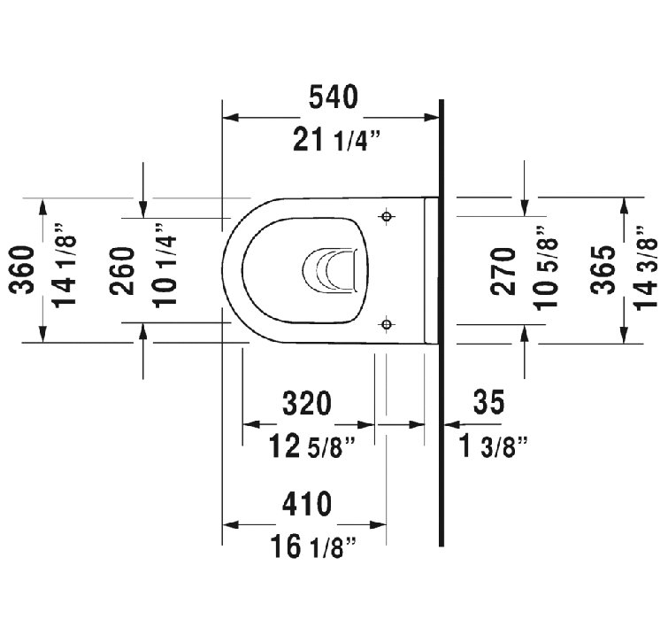 Starck 3 1.28 GPF (Water Efficient) Elongated Wall Mounted Toilet with High Efficiency Flush