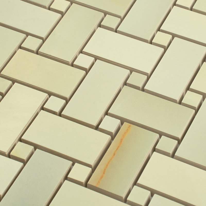 Splendor 12x12 Celadon Giada Porcelain Mosaic Onyx Basketweave Wall and Floor Tile (4.84 sq ft/case) - 5 Pack, Green