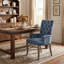 Fauteuil de salle à manger d'appoint élégant, capitonné, en tissu chenille, avec pieds en bois massif courbés.-99742654