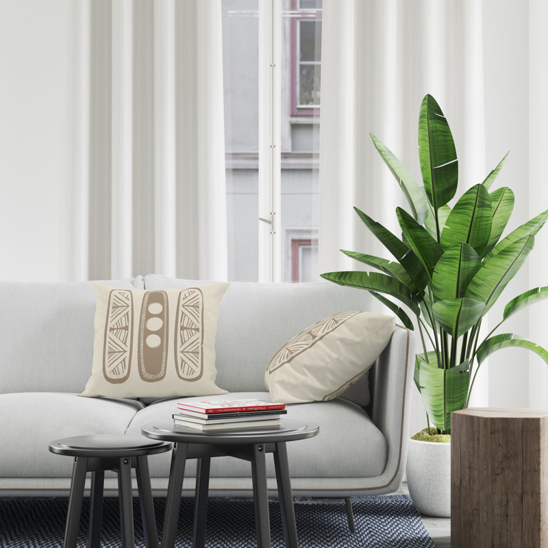 Jeté carré en polyester intérieur / extérieur, Beige, L 15 po x H 15 po