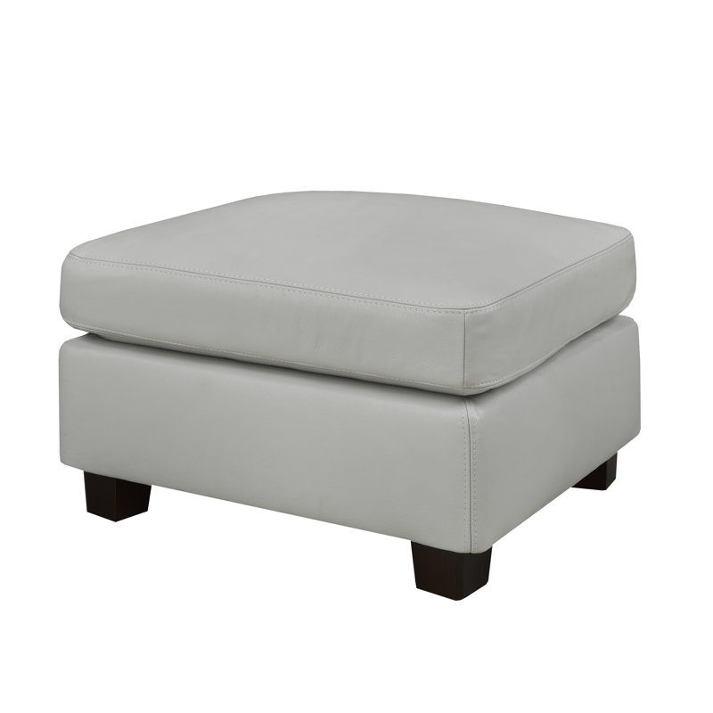 Repose-pieds Lynsey, Cuir gris argenté