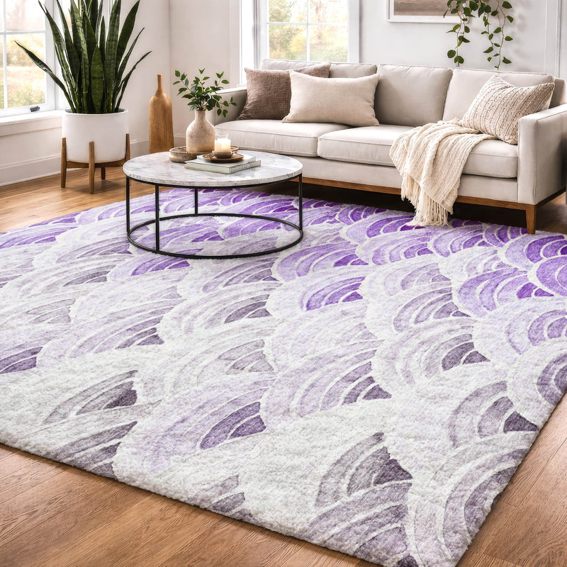 Tapis à poils longs de qualité supérieure lavable à la machine ADS184, Mauve, 3 pi x 5 pi