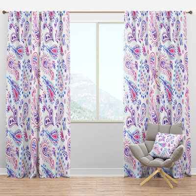 Rose, mauve, cachemire, rideau bohémien, velours obscurcissant, 1 panneau