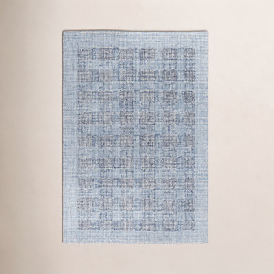 Holland Blue Hand-Tufted Geometric Wool Rug