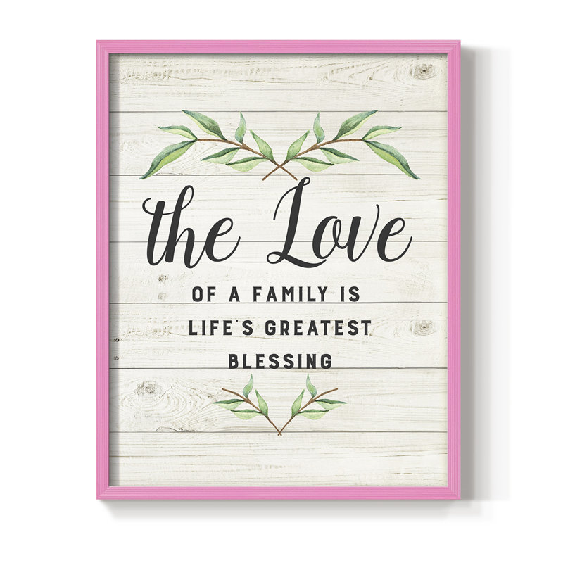«Love of a Family», reproduction encadrée - bois massif, H 21 po x l 17 po, Rose