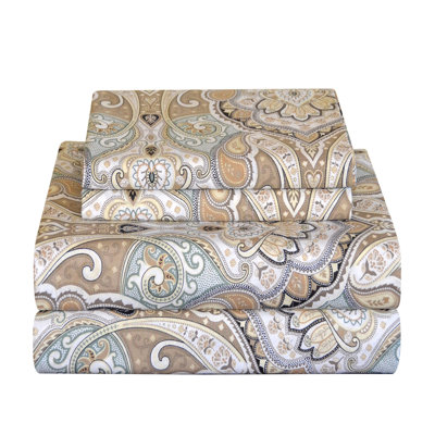  200 Thread Count Paisley 100% Cotton Percale Sheet Set