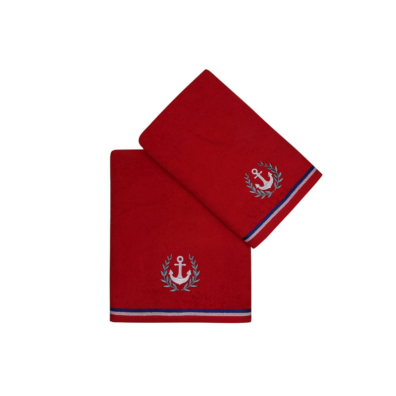 Ensemble de serviettes 100% coton 2 pièces Benyameen, Rouge, Towel Set - 2 Pack ( Bath Towel, Hand Towel)