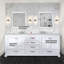 Meuble-lavabo double l 80 po x P 22 po, comptoir en marbre de Carrare, ensemble de robinet et miroirs de 30 po-912537552