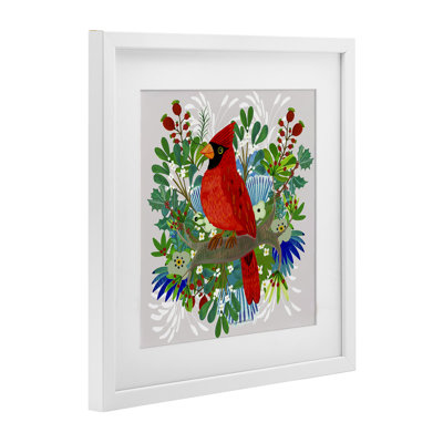 Christmas Nestings Cardinal Framed Print Under Glass, design by Kay Widdowson