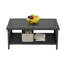 Table d'appoint de patio 16 po à double couche en osier noir-1120730363