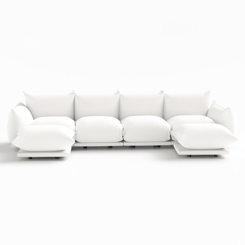 Canapé modulaire rembourré de salon Khameron , Mélange de lin blanc