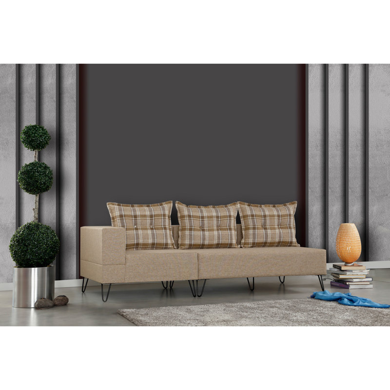 Canapé rembourré 78,7 po Roullard, 100 % polyester brun