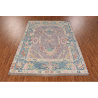 Light Purple Wool Oushak Turkish Area Rug 8x11