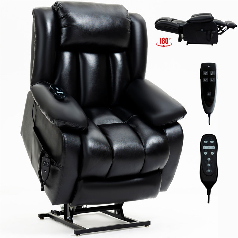 Jaylene Faux Leather Heated Massage Chair, Black