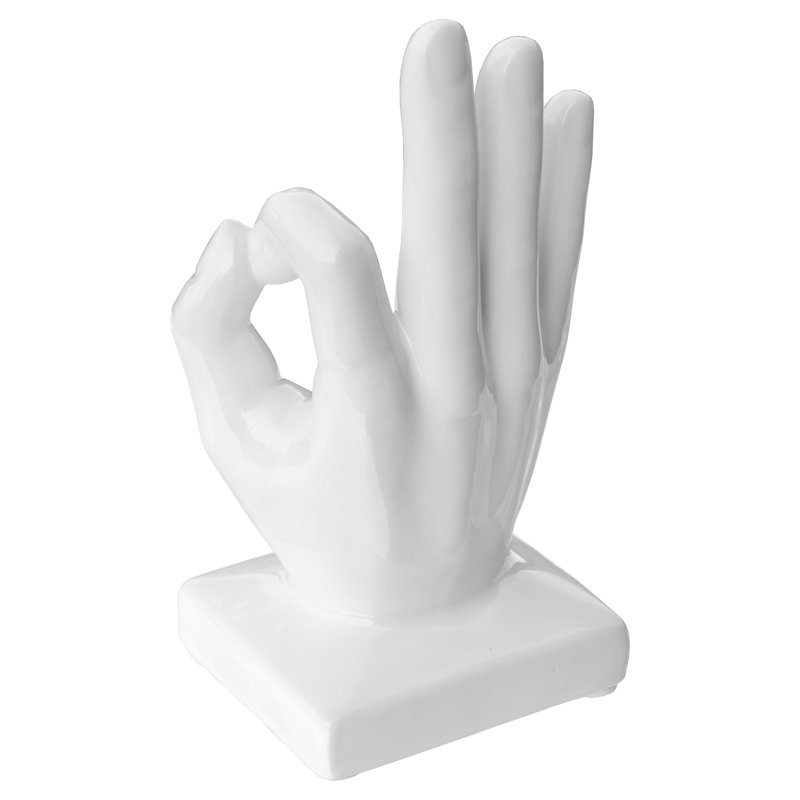 Abingt Hand Finishing Ceramic / Porcelain Decorative Object, 17.5cm H x 8.5cm W x 7.5cm D, White