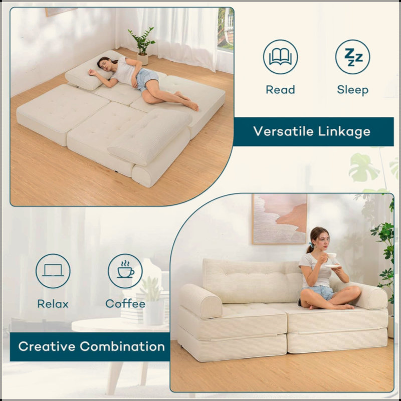 Système de canapé modulaire - Canapé-lit convertible pour espaces de vie compacts