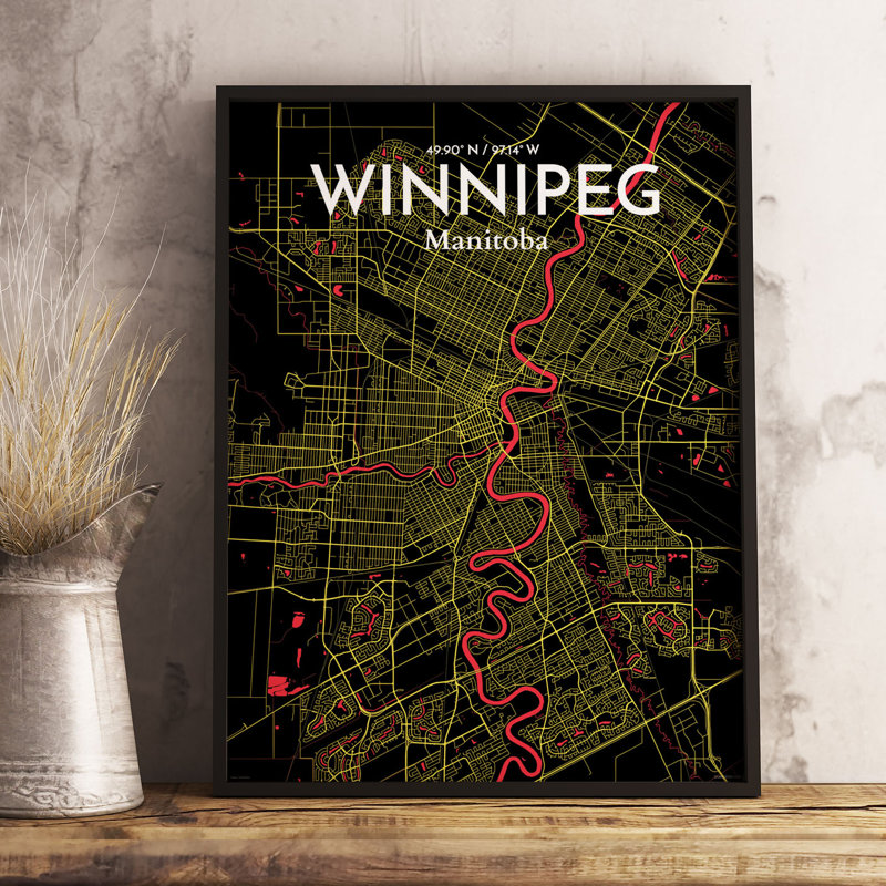 « winnipeg city map », impression, H 17 po x l 11 po