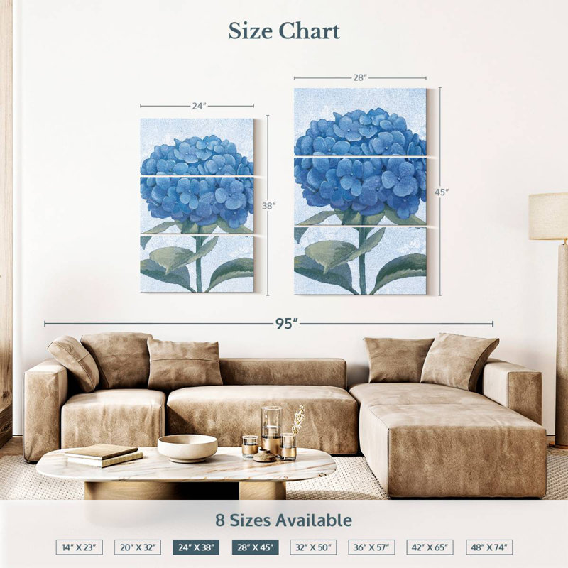 Harnek Blue Hydrangea II, 38" H x 24" W