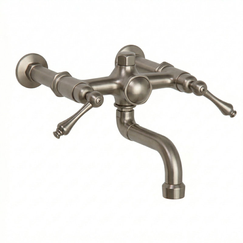 Traditional Wall Mount Tub Faucet with Lever Handles by Strom Living, Matte Nickel
