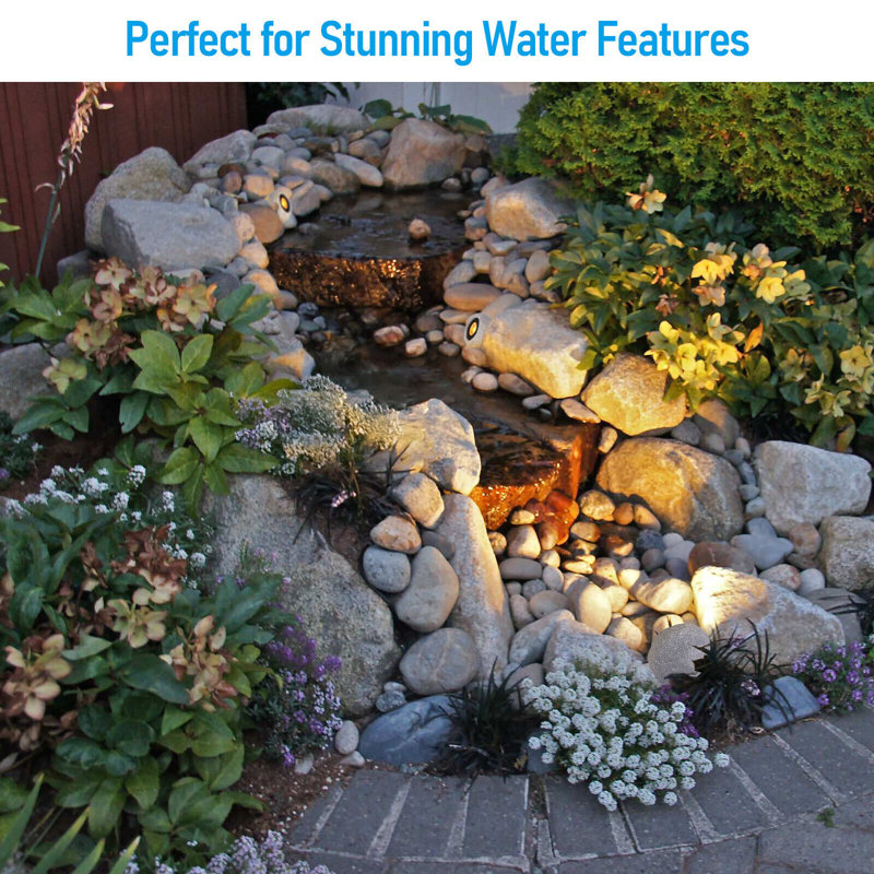 5CCT LED Outdoor Rock Lights, 5W Low Voltage Landscape Spotlights, Round Stone Light, Light Gray