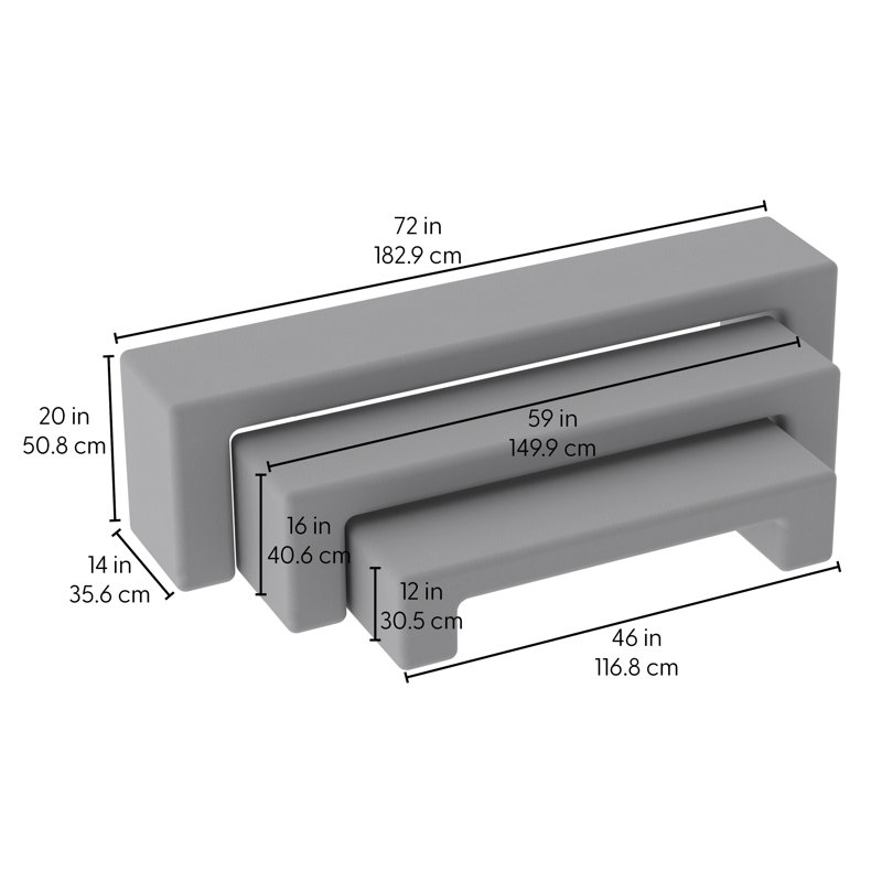 Ensemble de 3 bancs gigognes FDP Pro Series, Gris ardoise