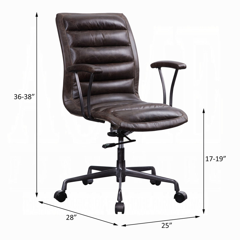 Distressed Brown Leather Executive Swivel Office Chair