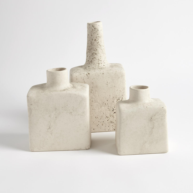Short Stack Bottle-Reactive Ivory, 6" H x 5" W x 3.25" D