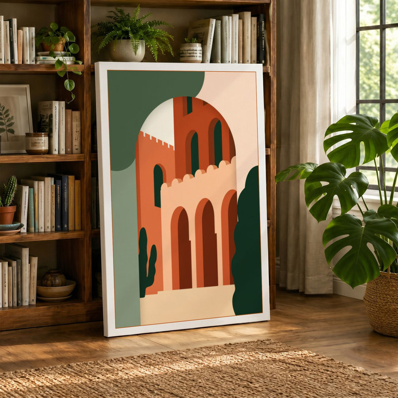 Terracotta Tower Modern - Wrapped Canvas, 24x16 - 61.0 x 40.6 cm, Teal Border