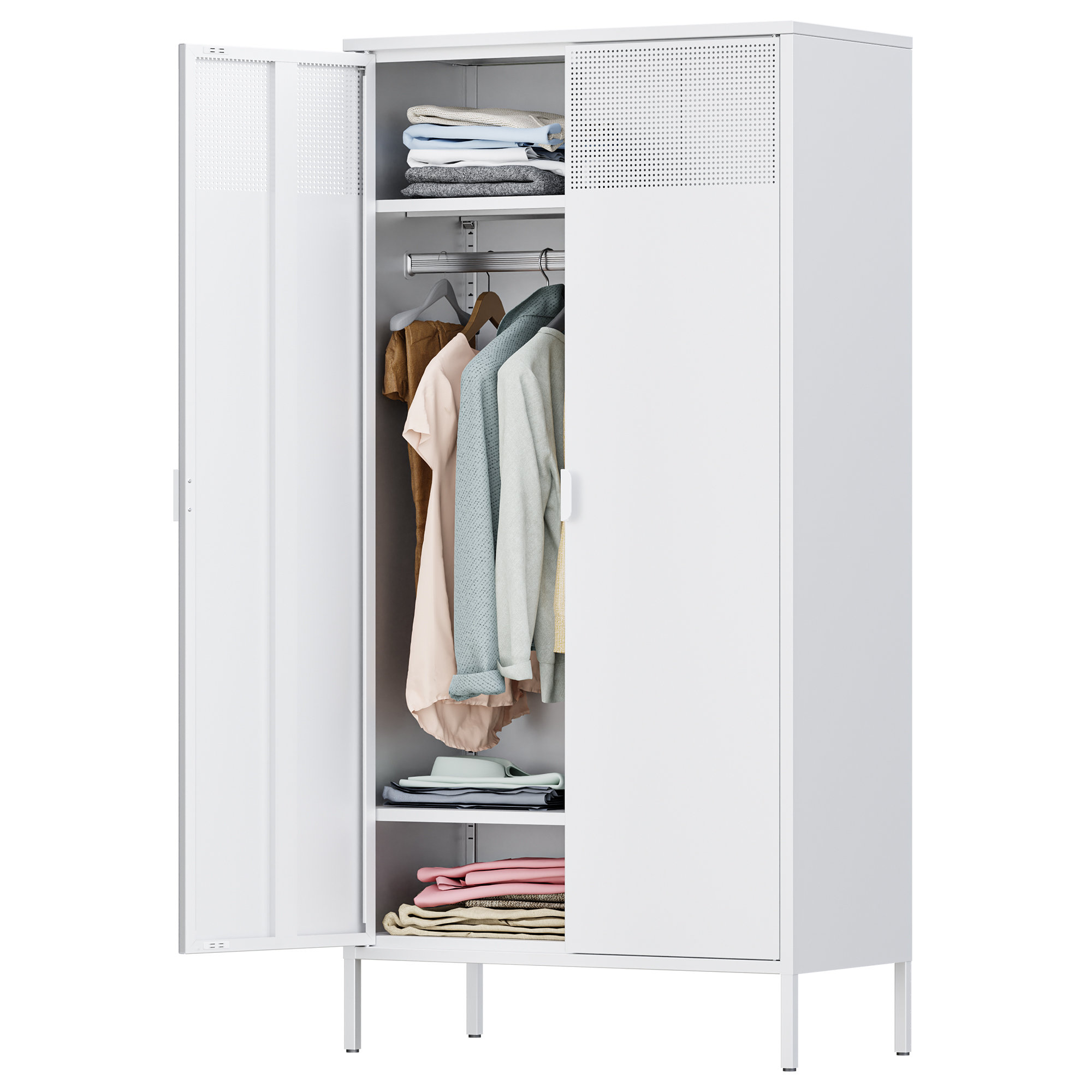 Ebern Designs Metal Wardrobe Storage Cabinet | Wayfair