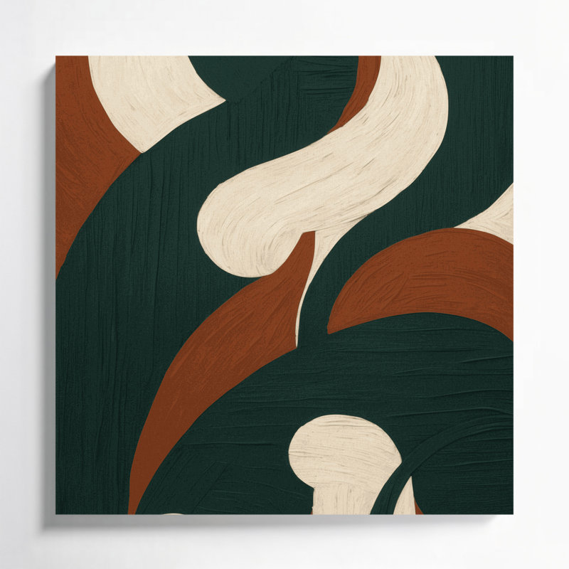 Abstrait art figuratif vert sur toile 49, H 16 po x l 16 po