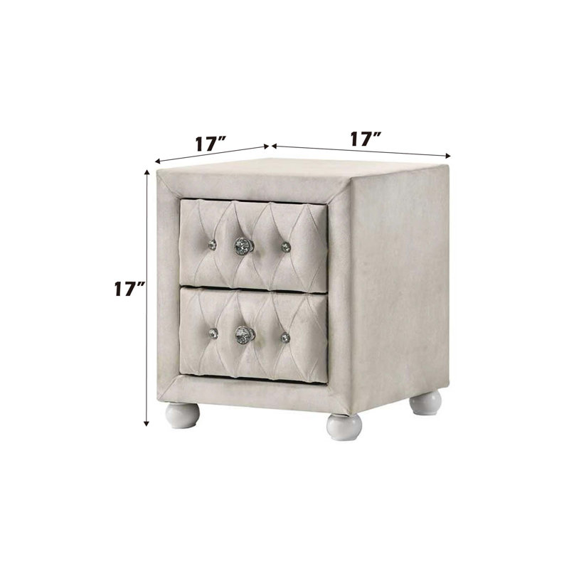 Reggie Fabric Nightstand, Beige