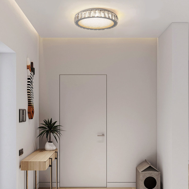 Plafonnier à DEL en cristal, plafonnier encastré de 13,8 po, luminaire moderne à intensité variable de 38 W, économie d'énergie, parfait