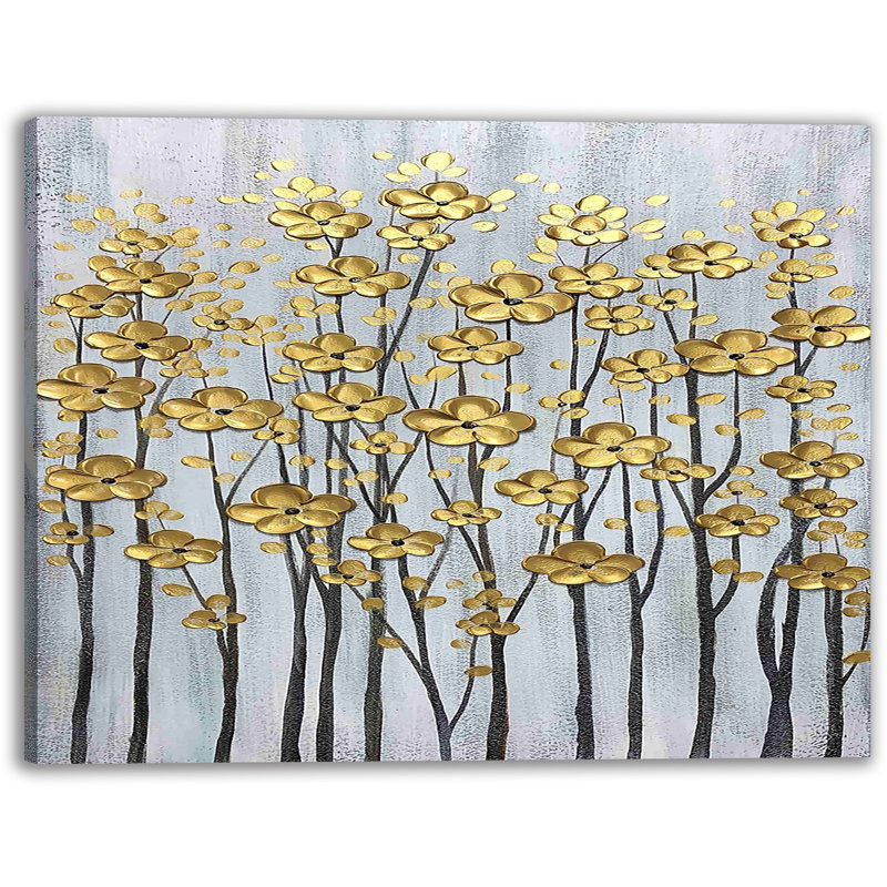 Art sur toile Golden Blossom Delight, H 12 po x l 16 po x P 1 po