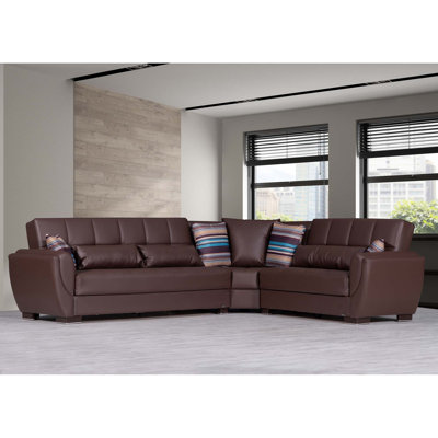 PrimeNest SkyHaven Collection Upholstered Convertible Sectional with Storage