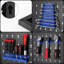 Borough Wharf Metal Tool Wall, Three-part Pegboard Workshop, Expandable Tool Pegboard With 17-piece Hooks And Holders, Tool Wall For Workshops (blue, 117 X 55 X 2cm)