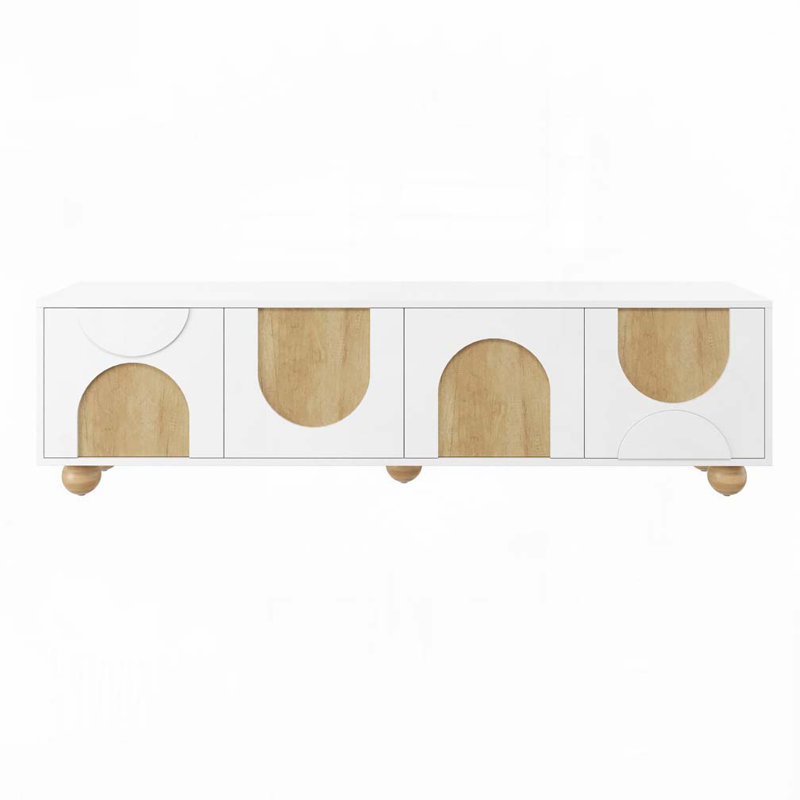 Console multimédia avec dispositif de rebond, meuble télé avec trous de câble pour téléviseur de 75 po ou moins Farmhouse