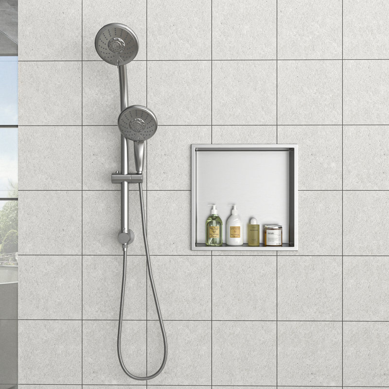 12" X 12" Stainless Steel Shower Niche, Brushed Nickel, 3.94" H x 12" W x 12" D, Brushed Nickel