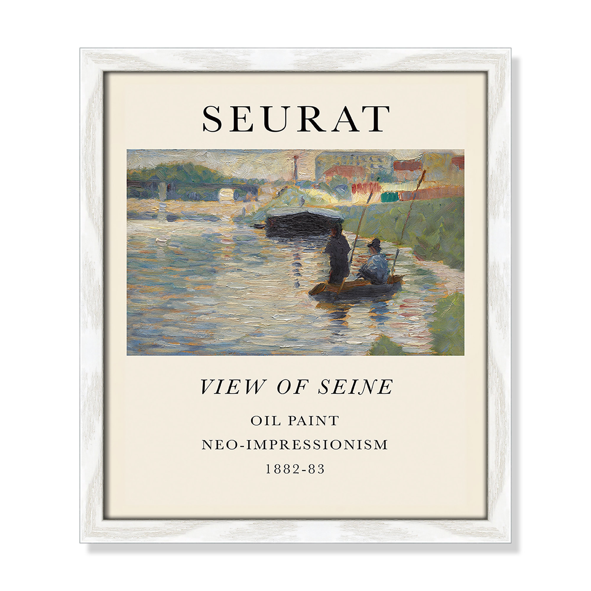 View Of Seine by Georges Seurat, 15" H x 13" W x 0.75" D, White Single Picture Frame, No