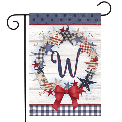 American Wreath Monogram W Garden Flag