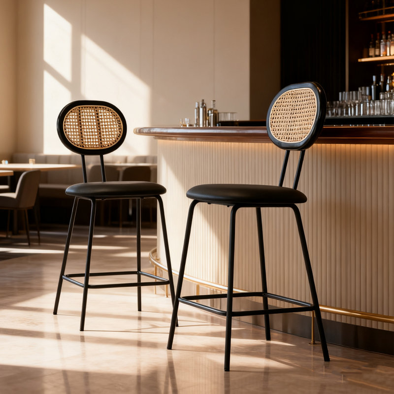 Tabouret de comptoir Ailene, Noir