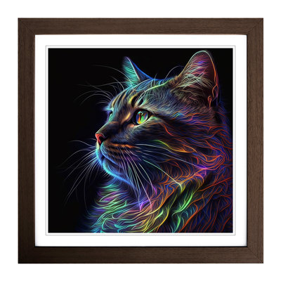 Cat Neon Art - Framed Print