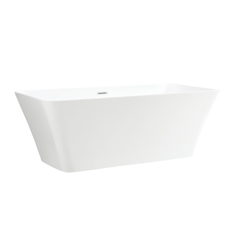 66.9" x 29.5" Freestanding Soaking Acrylic Bathtub, Pure White
