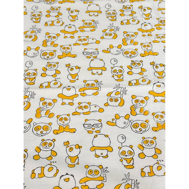 Ensemble de draps en coton jaune imprimé à la main avec des taies d'oreiller